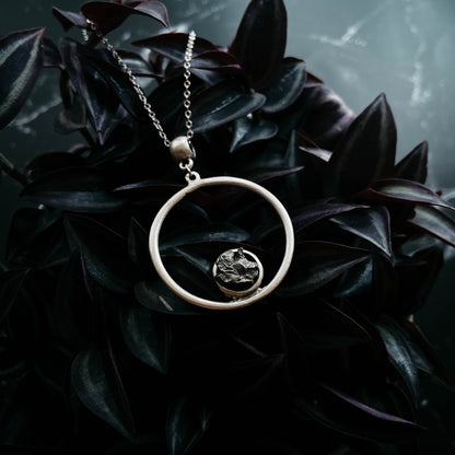 Meteorite Jewelry Set - Circle Necklace and Earrings