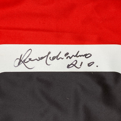 Autographed/Signed Ronaldinho AC Milan Red/Black Soccer Futbol Jersey Beckett BAS COA
