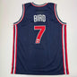 Autographed/Signed Larry Bird United States USA Blue 1992 Dream Team Basketball Jersey Beckett BAS COA