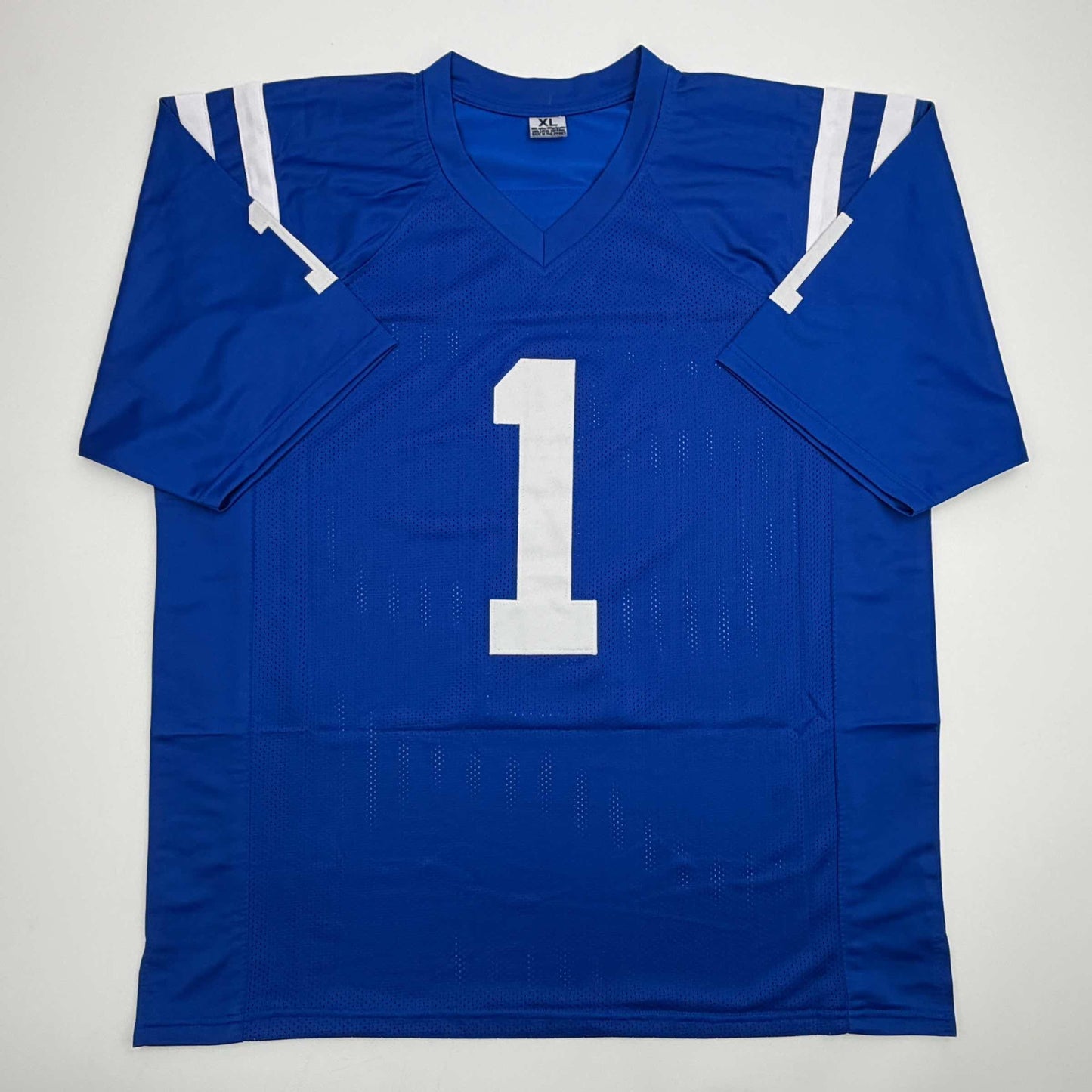 Autographed/Signed Ahmad Sauce Gardner Indianapolis Blue Football Jersey Beckett BAS COA