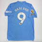 Autographed/Signed Erling Haaland Manchester City Blue Soccer Futbol Jersey Beckett BAS COA