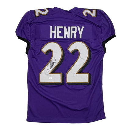 Autographed/Signed Derrick Henry Baltimore Purple Football Jersey JSA COA