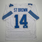 Autographed/Signed Amon-Ra St. Brown Detroit White Football Jersey Beckett BAS COA