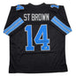 Autographed/Signed Amon-Ra St. Brown Detroit Black Football Jersey Beckett BAS COA