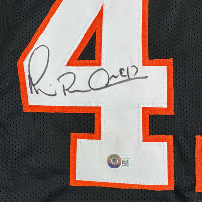 Framed Autographed/Signed Michael Irvin 35x39 Miami Black College Football Jersey Beckett BAS COA