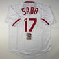 Autographed/Signed Chris Sabo Cincinnati White Baseball Jersey JSA COA