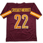 Autographed/Signed Bill Jacory Croskey-Merritt Washington Burgundy Football Jersey Beckett BAS COA
