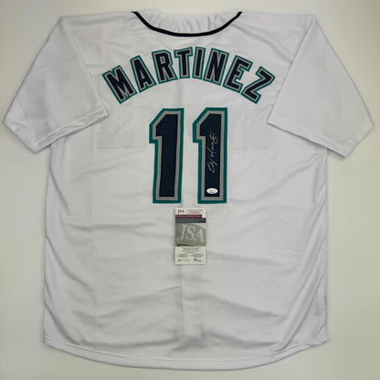 Autographed/Signed Edgar Martinez Seattle White Baseball Jersey JSA COA