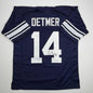 Autographed/Signed Ty Detmer Heisman 90 Brigham Young BYU Blue College Football Jersey JSA COA