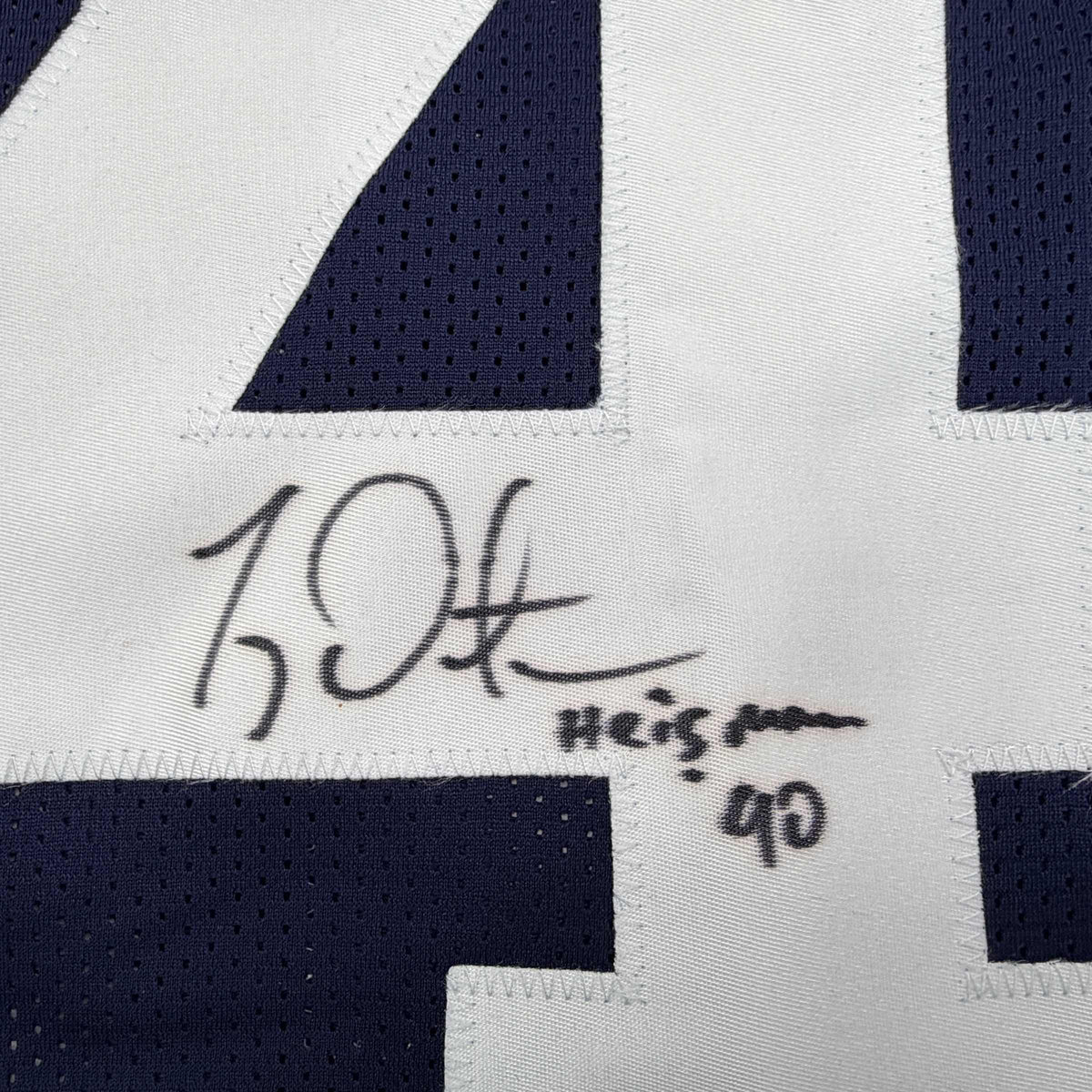 Autographed/Signed Ty Detmer Heisman 90 Brigham Young BYU Blue College Football Jersey JSA COA