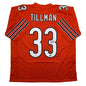 Autographed/Signed Charles Tillman Peanut Chicago Orange Football Jersey Beckett BAS COA