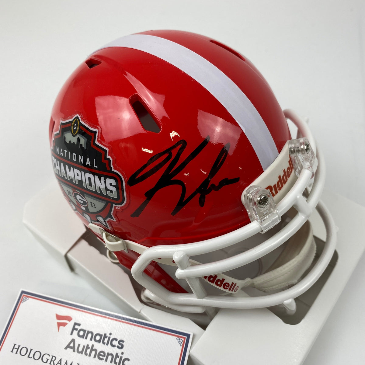 Autographed/Signed Kirby Smart Georgia Bulldogs 2021 National Champions Mini College Football Helmet Fanatics COA