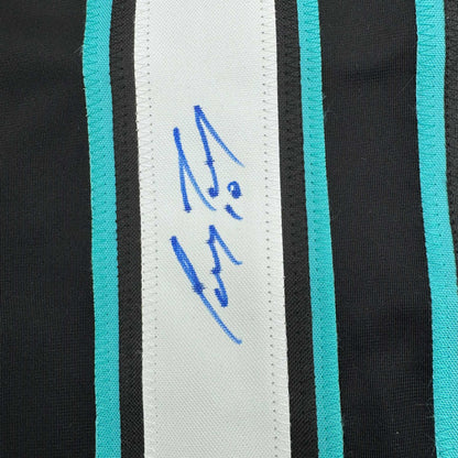 Framed Autographed/Signed Corey Perry 35x39 Anaheim Black Retro Hockey Jersey JSA COA