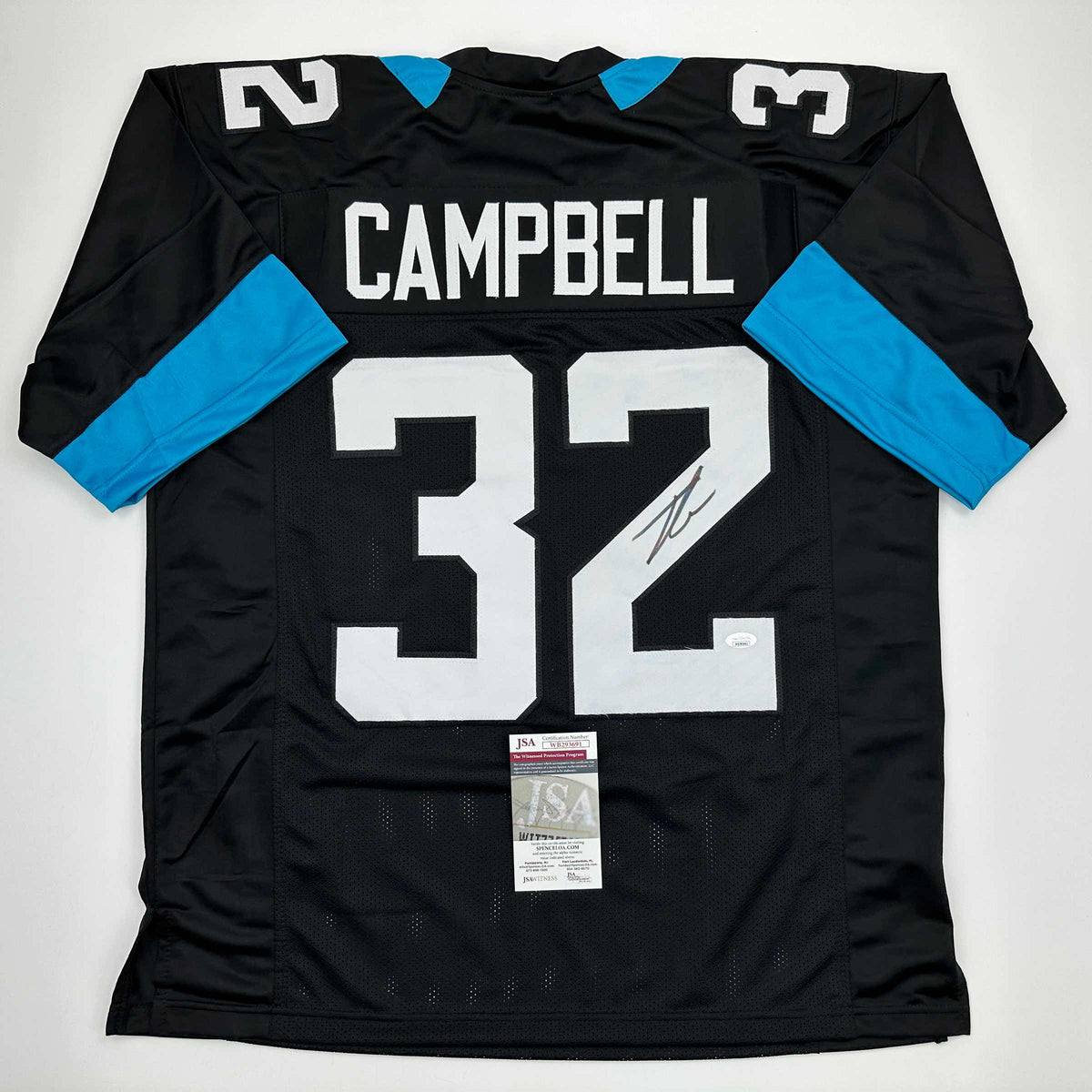 Autographed/Signed Tyson Campbell Jacksonville Black Football Jersey JSA COA