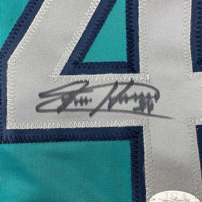 Autographed/Signed Felix Hernandez Seattle Teal Baseball Jersey JSA COA