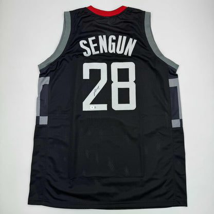 Autographed/Signed Alperen Sengun Houston Black Basketball Jersey Beckett BAS COA