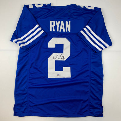 Autographed/Signed Matt Ryan Indianapolis Blue Football Jersey Beckett BAS COA