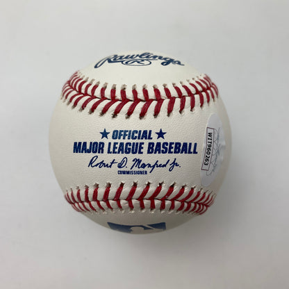 Autographed/Signed Jazz Chisholm Jr. Rawlings Official Major League Baseball ROML JSA COA