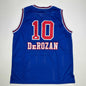 Autographed/Signed DeMar DeRozan Sacramento Blue Kansas City Retro Basketball Jersey Beckett BAS COA