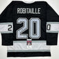 Autographed/Signed Luc Robitaille HOF 09 Los Angeles LA Black Hockey Jersey JSA COA