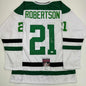 Autographed/Signed Jason Robertson Dallas White Hockey Jersey JSA COA
