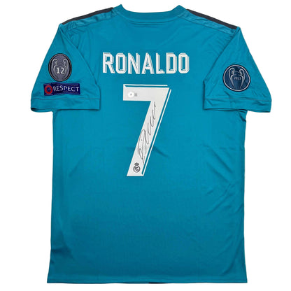 Autographed/Signed Cristiano Ronaldo Real Madrid Blue Soccer Jersey Beckett BAS COA