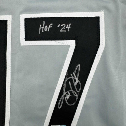 Framed Autographed/Signed Todd Helton HOF 24 35x39 Colorado Grey Baseball Jersey Tristar COA