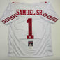 Autographed/Signed Deebo Samuel Sr. #1 San Francisco White Football Jersey JSA COA