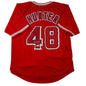 Autographed/Signed Torii Hunter Los Angeles Anaheim Red Baseball Jersey Beckett BAS COA