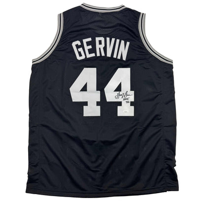 Autographed/Signed George Gervin San Antonio Black Basketball Jersey Beckett BAS COA