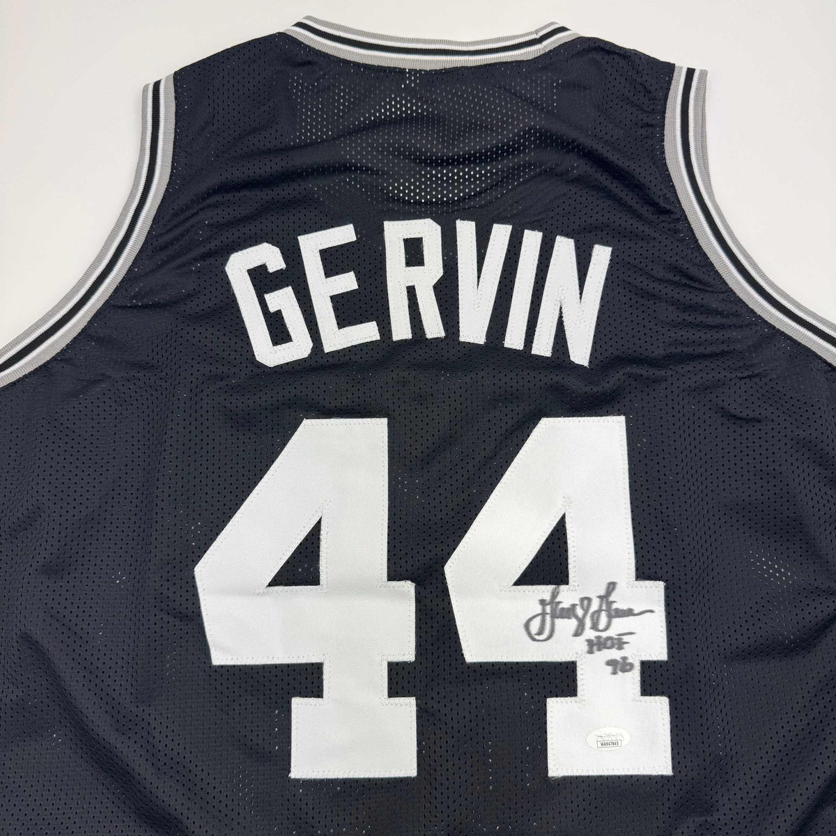 Autographed/Signed George Gervin San Antonio Black Basketball Jersey Beckett BAS COA