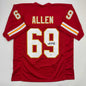 Autographed/Signed Jared Allen Kansas City Red Football Jersey Beckett BAS COA