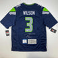 Autographed/Signed Russell Wilson Seattle Seahawks Blue Authentic Football Jersey Beckett BAS COA