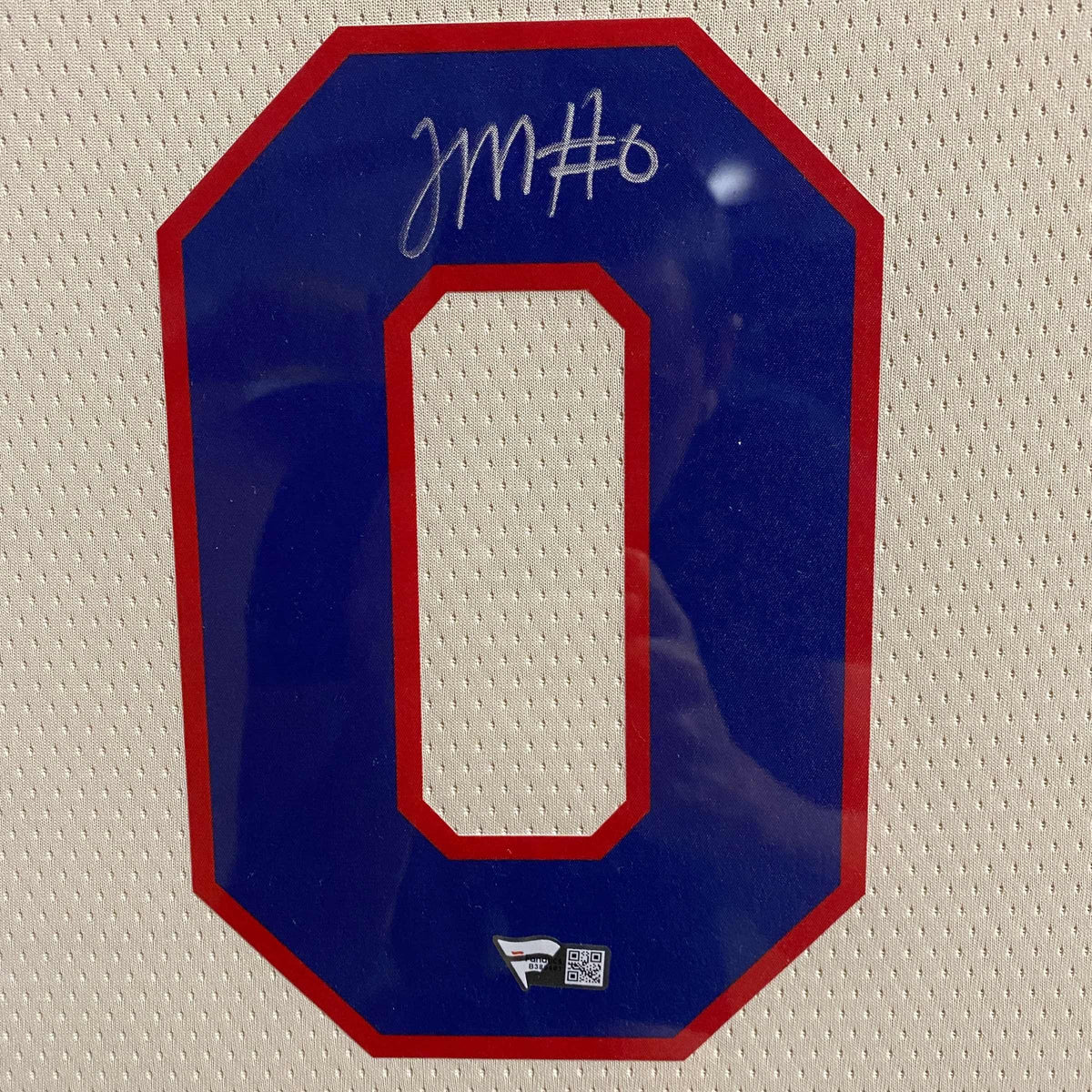 Framed Autographed/Signed Tyrese Maxey 35x39 Philadelphia 76ers Sixers Cream City Edition Basketball Jersey Fanatics COA