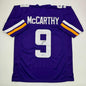 Autographed/Signed J.J. JJ McCarthy Minnesota Purple Football Jersey Beckett BAS COA