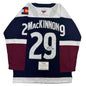 Autographed/Signed Nathan MacKinnon Colorado Avalanche Authentic Blue Hockey Jersey Fanatics COA