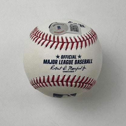 Autographed/Signed Vladimir Vlad Guerrero Jr. & Sr. Rawlings Official Major League Baseball ROML Beckett BAS COA