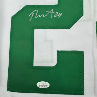 Framed Autographed/Signed Roope Hintz 35x39 Dallas White Hockey Jersey JSA COA