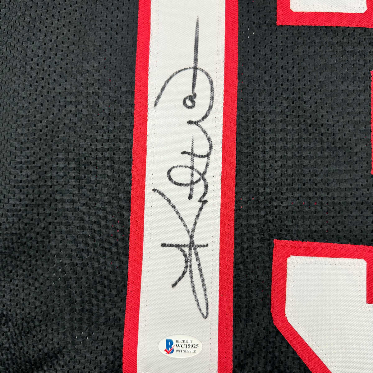 Framed Autographed/Signed Kurt Warner 35x39 Arizona Black Football Jersey Beckett BAS COA