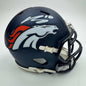 Autographed/Signed Bo Nix Denver Broncos Football Mini Helmet Fanatics COA
