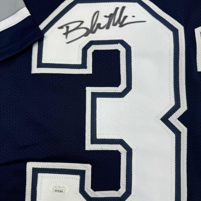 Autographed/Signed Brock Marion Dallas Blue Football Jersey JSA COA