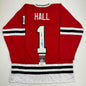 Autographed/Signed Glenn Hall Chicago Red Hockey Jersey JSA COA