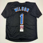 Autographed/Signed Mookie Wilson New York Black Baseball Jersey JSA COA