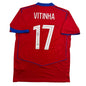 Autographed/Signed Vitinha PSG Paris Saint Germain Red Soccer Futbol Jersey Beckett BAS COA