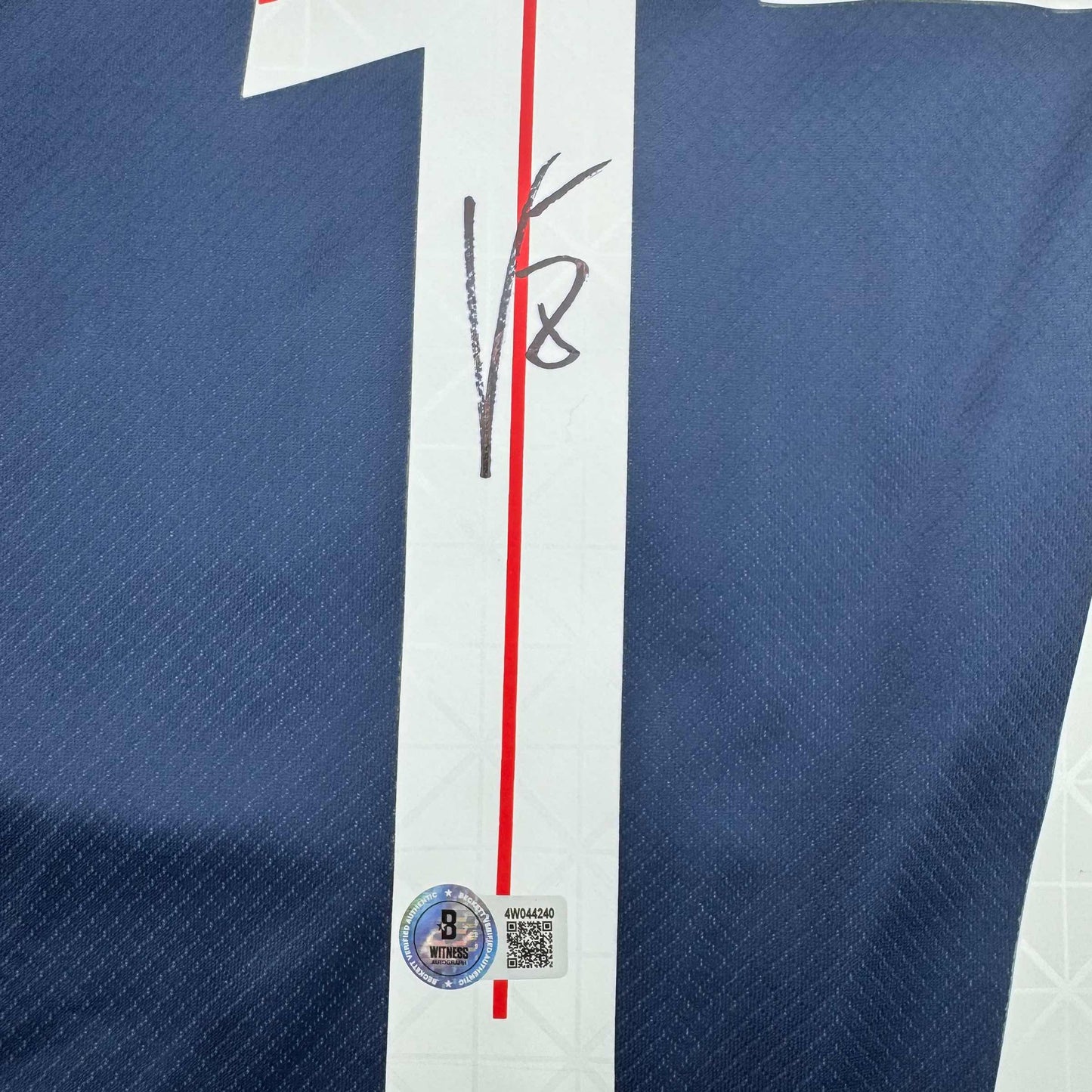 Autographed/Signed Vitinha PSG Paris Saint Germain Blue Soccer Futbol Jersey Beckett BAS COA