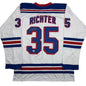 Autographed/Signed Mike Richter New York White Hockey Jersey Beckett BAS COA