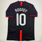Autographed/Signed Wayne Rooney Manchester United Black 2008 Champions League Final Soccer Jersey Beckett BAS COA