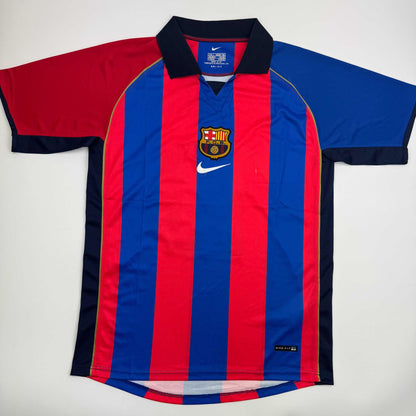 Autographed/Signed Rivaldo Ferreira FC Barcelona Blue Soccer Jersey Beckett BAS COA