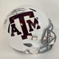 Autographed/Signed Johnny Manziel 12 Heisman Texas A&M Aggies White Full Size FS F/S Replica College Football Helmet Beckett BAS COA