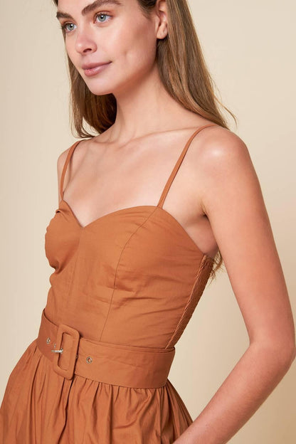 ELEVATED ICON BROWN WOVEN JUMPSUIT
